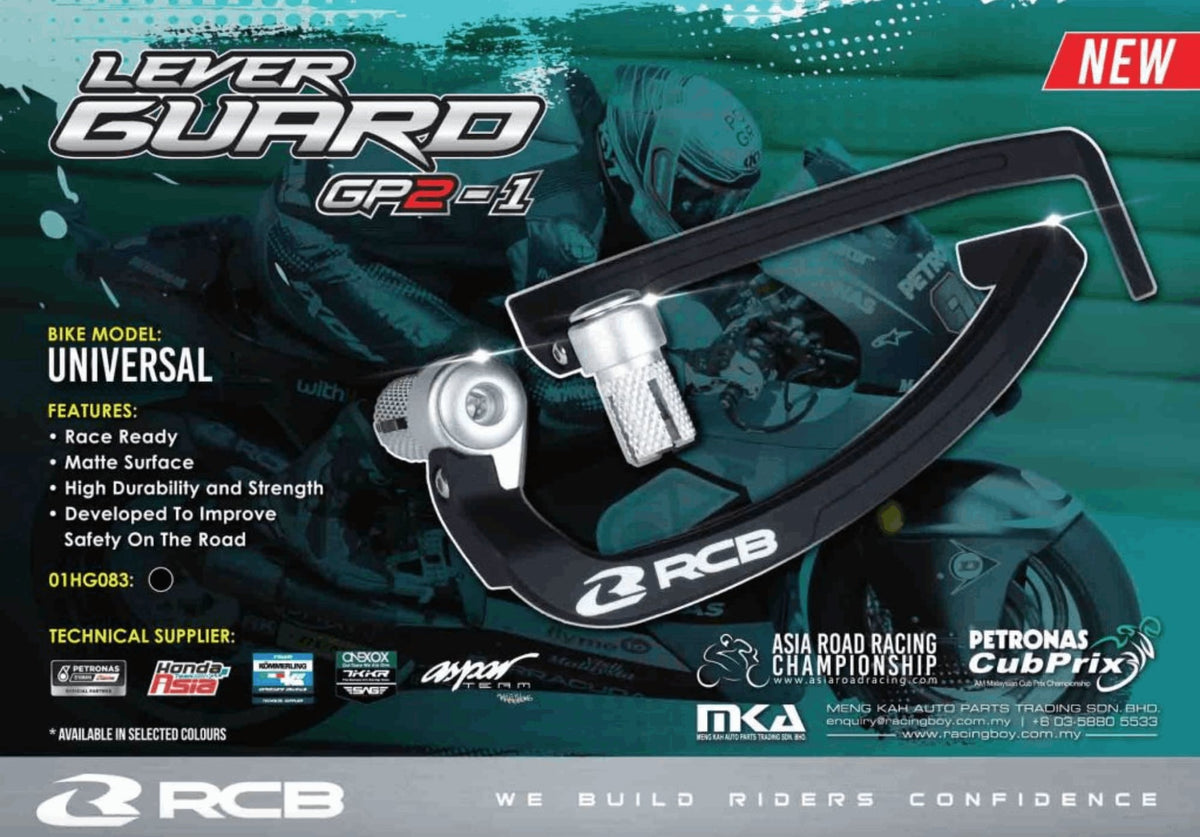 RCB GP2 V1 black motorcycle lever guard set 01H0083B
