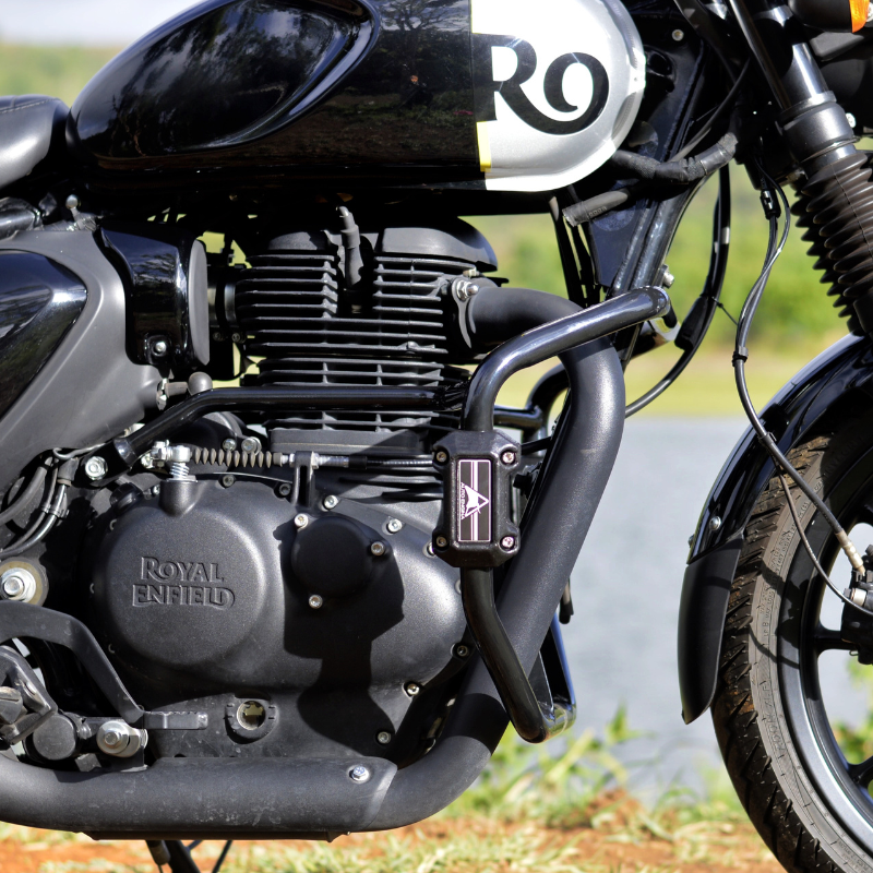 Auto Engina Crash Leg Guard for Royal Enfield Hunter 350 27mm 22mm Mild Steel Gloss Black with Sliders