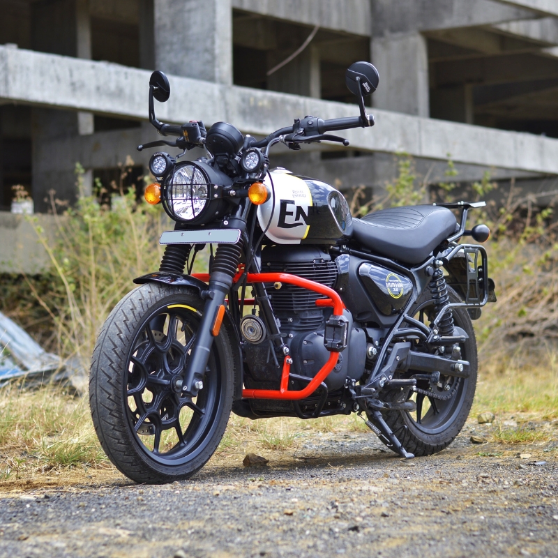 Auto Engina Crash Leg Guard for Royal Enfield Hunter 350 27mm 22mm Mild Steel Gloss Black with Sliders
