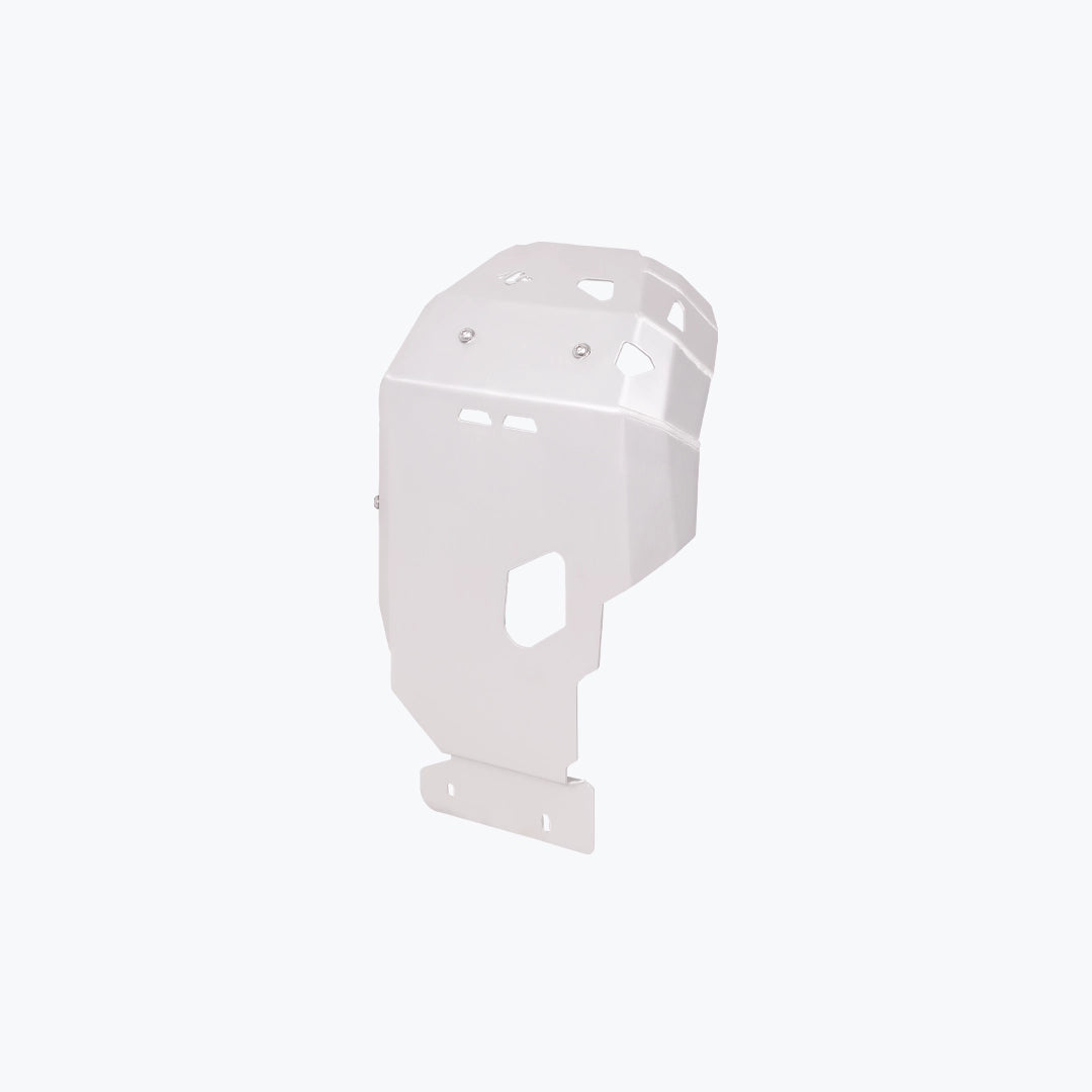 Legundary Custom BMW F900GS vambrace bash plate aluminium silver engine sump guard skid plate