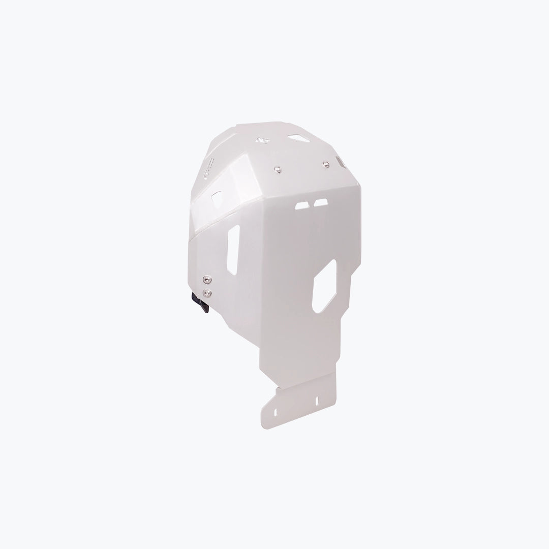 Legundary Custom BMW F900GS vambrace bash plate aluminium silver engine sump guard skid plate