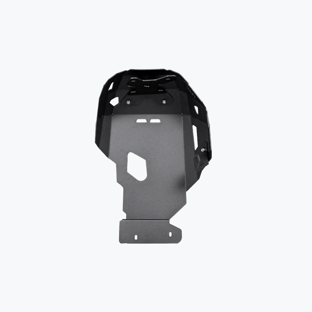 Legundary Custom BMW F900GS vambrace bash plate black aluminium engine sump guard skid plate