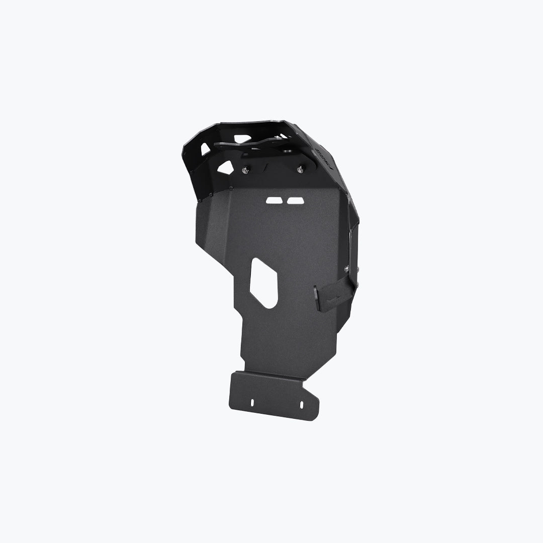Legundary Custom BMW F900GS vambrace bash plate black aluminium engine sump guard skid plate