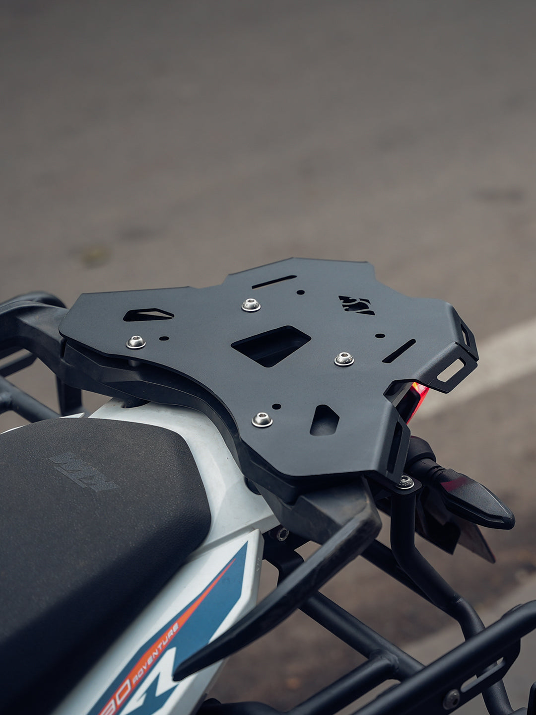 Legundary Custom KTM ADV 890 Huckita Carrier Plate Black mild steel aluminium top rack luggage mount