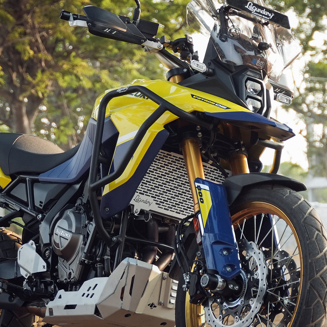 Legundary Custom Vambrace Bash Plate for Suzuki V-Strom 800DE Silver Aluminium Engine Guard Skid Plate