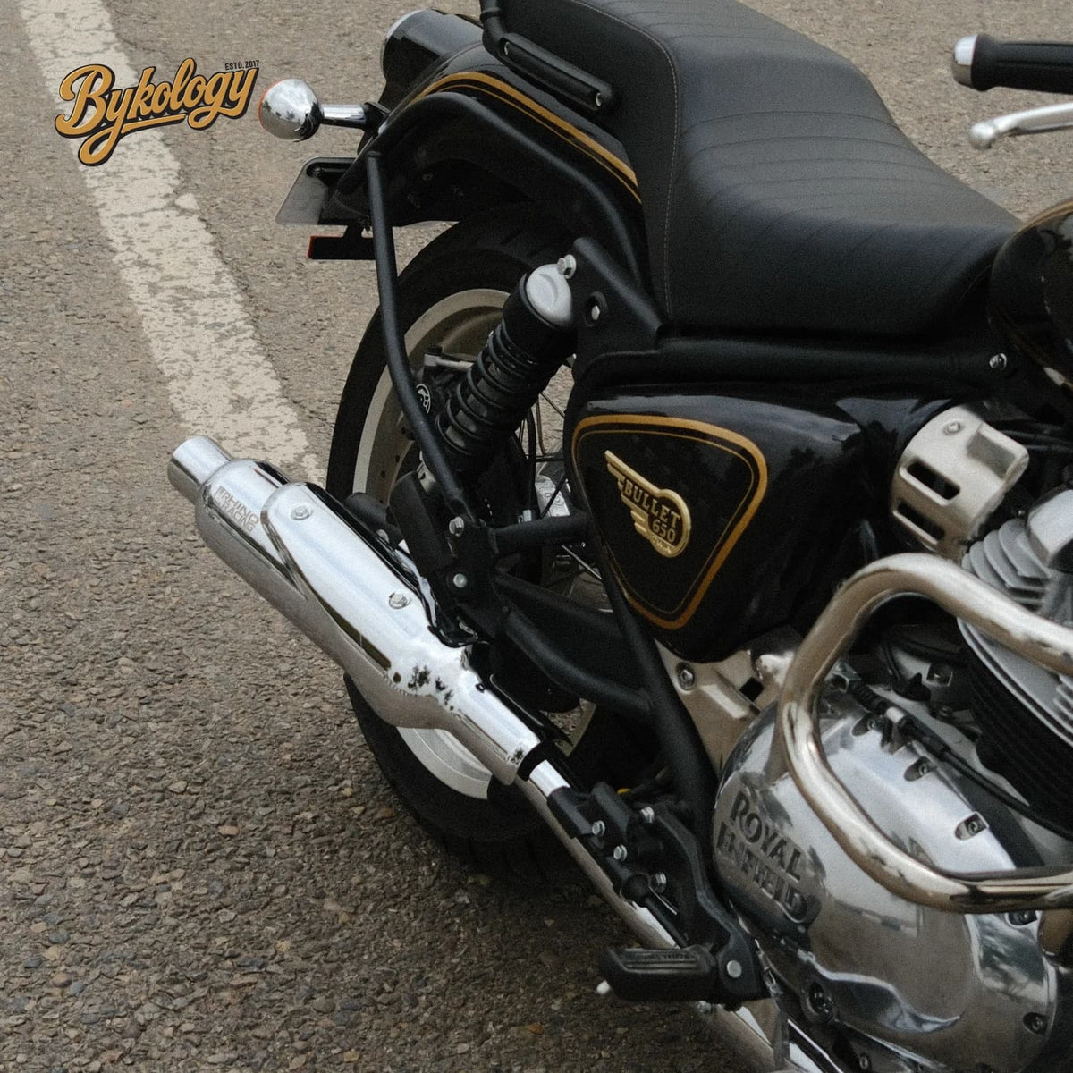 Rhino Racing V2 304 stainless steel exhaust with CNC aluminium details for Royal Enfield Bullet 650