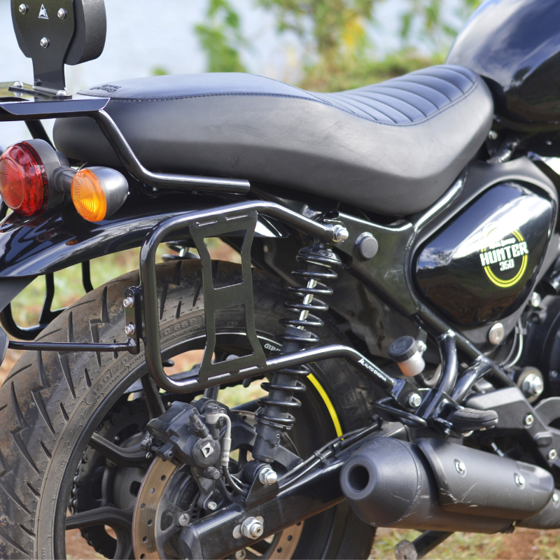 Auto Engina Saddle Stay for Royal Enfield Hunter 350 19mm Mild Steel 8kg Per Side Gloss Black