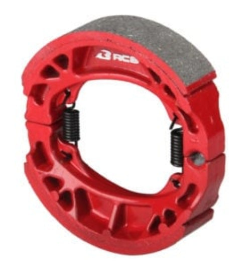 RCB ceramic rear brake shoes with red backing plate for Yamaha Aerox
