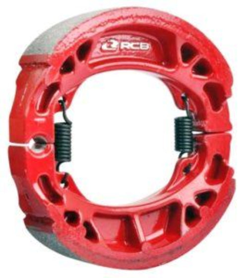 RCB ceramic rear brake shoes with red backing plate for Yamaha Aerox