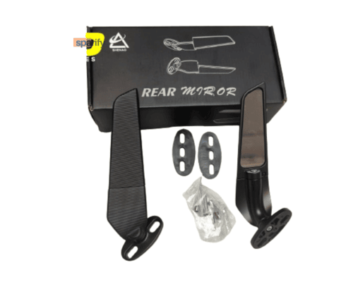 Stealth Wing Fin universal rear view mirrors for fairing bikes with billet aluminium convex glass