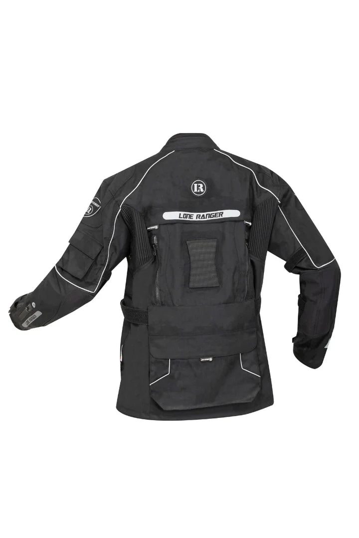Lone Ranger Wayfarer Black Cordura Touring Motorcycle Riding Jacket with Level 2 Armor