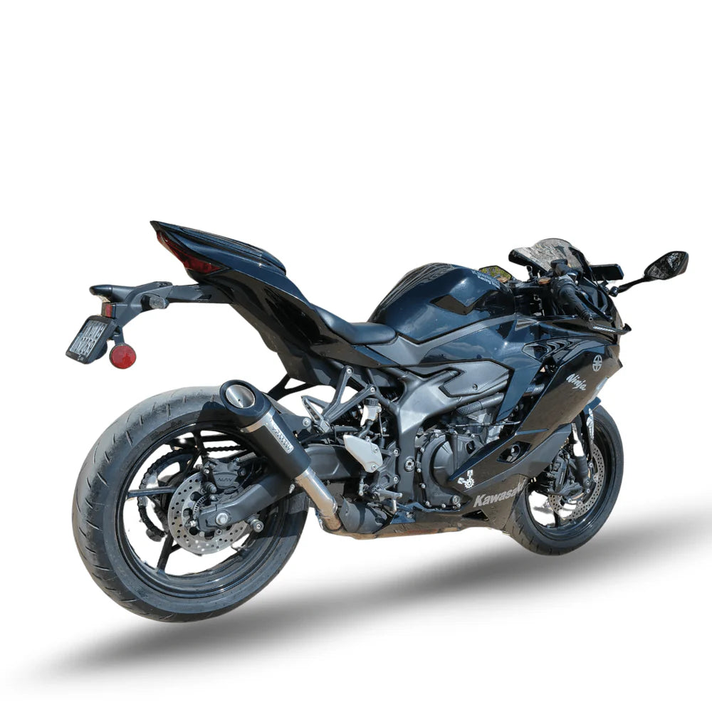 Barrel Outlaw 2.0 black stainless steel slip-on exhaust for Kawasaki ZX4R ZX4RR motorcycle