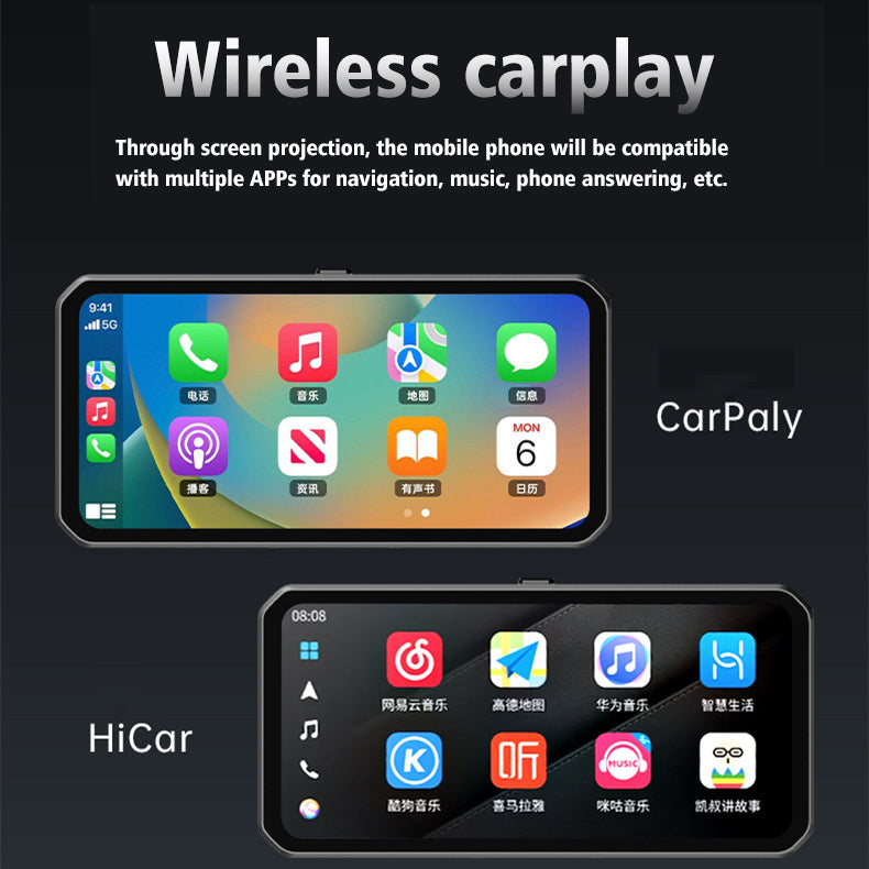 LBC Moto E3 Elite 6.25 inch motorcycle navigation system with Apple CarPlay Android Auto 2K display dual DVR TPMS GPS blind spot detection