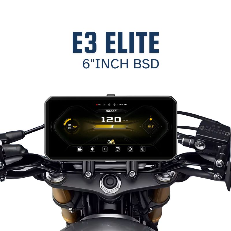 LBC Moto E3 Elite 6.25 inch motorcycle navigation system with Apple CarPlay Android Auto 2K display dual DVR TPMS GPS blind spot detection