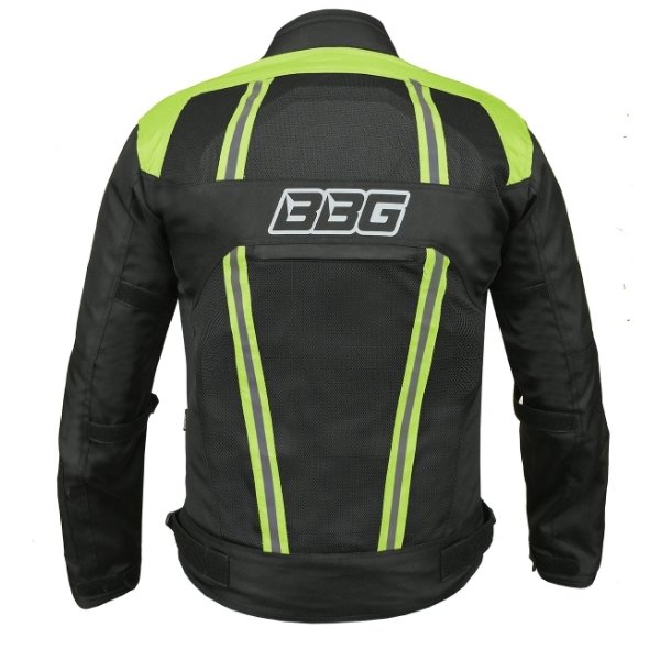 BBG Indy motorcycle riding jacket with CE Level 2 armour in Grey and Neon