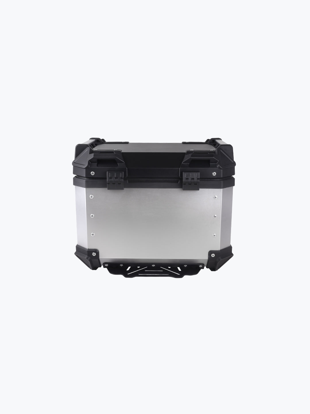 Legundary Custom Fort Knox Series 45L aluminium top case with backrest pad black and silver motorcycle luggage box