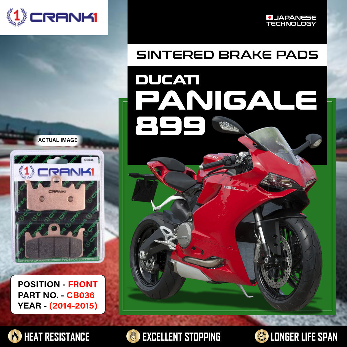 CRANK1 CB036 Front Sintered Brake Pads For Ducati Panigale 899 2014-2015 Motorcycle