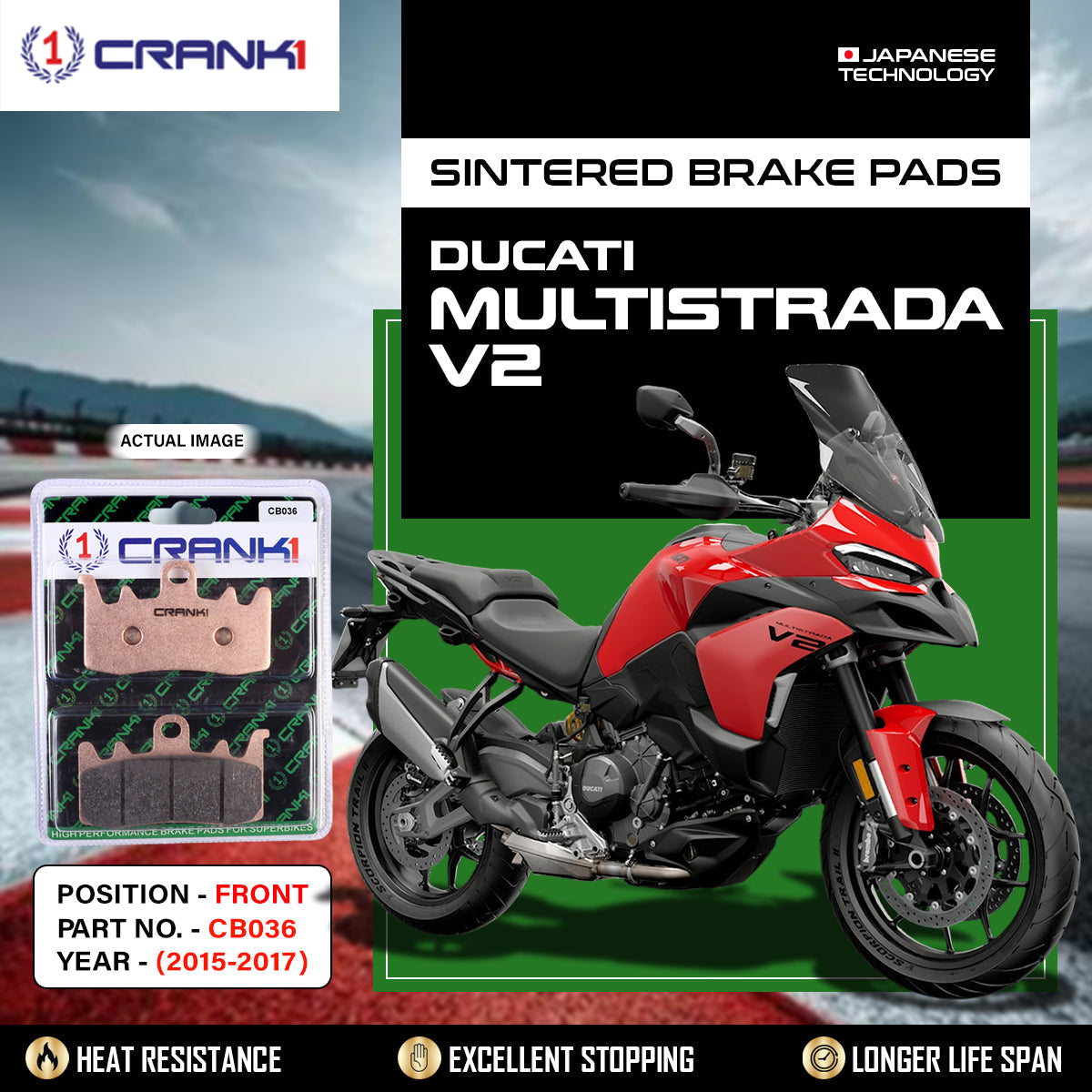 CRANK1 CB036 Front Sintered Brake Pads For Ducati Multistrada V2 2015-2017 Motorcycle