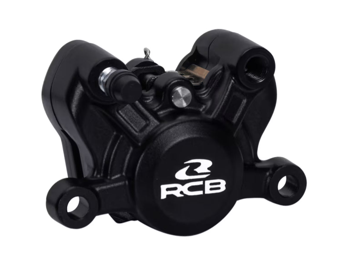 RCB R55 2-piston motorcycle brake caliper 01BC048 in Blue, Black, Red and Silver