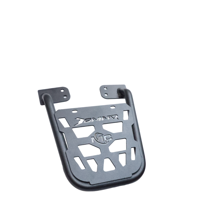 Motocare heavy duty Dominar 400 plate carrier rear luggage rack installed on Bajaj Dominar 250 and 400 motorcycle