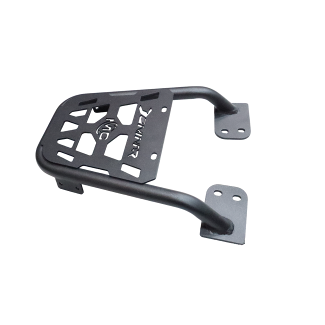 Motocare heavy duty Dominar 400 plate carrier rear luggage rack installed on Bajaj Dominar 250 and 400 motorcycle