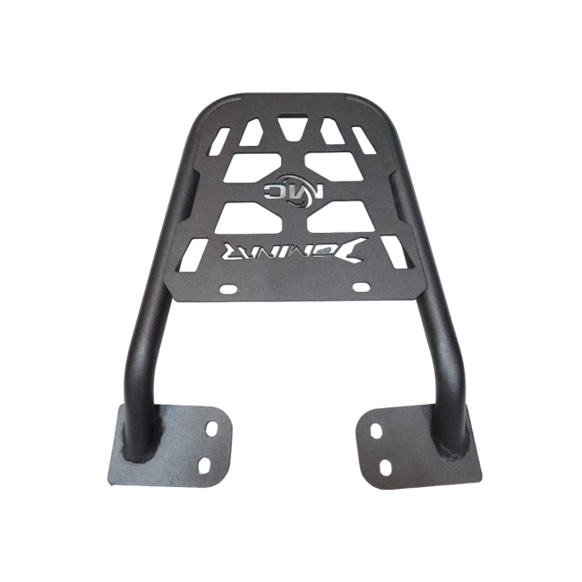 Motocare heavy duty Dominar 400 plate carrier rear luggage rack installed on Bajaj Dominar 250 and 400 motorcycle