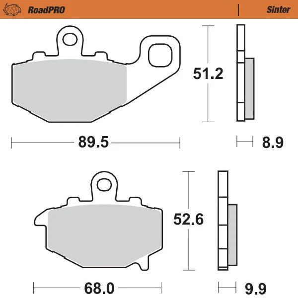 Moto-Master RoadPRO Sinter Brake Pads Kawasaki ZX-6R 2019 Onwards Front 407901 Rear 403702 TÜV Approved High Performance Motorcycle Brake Pads