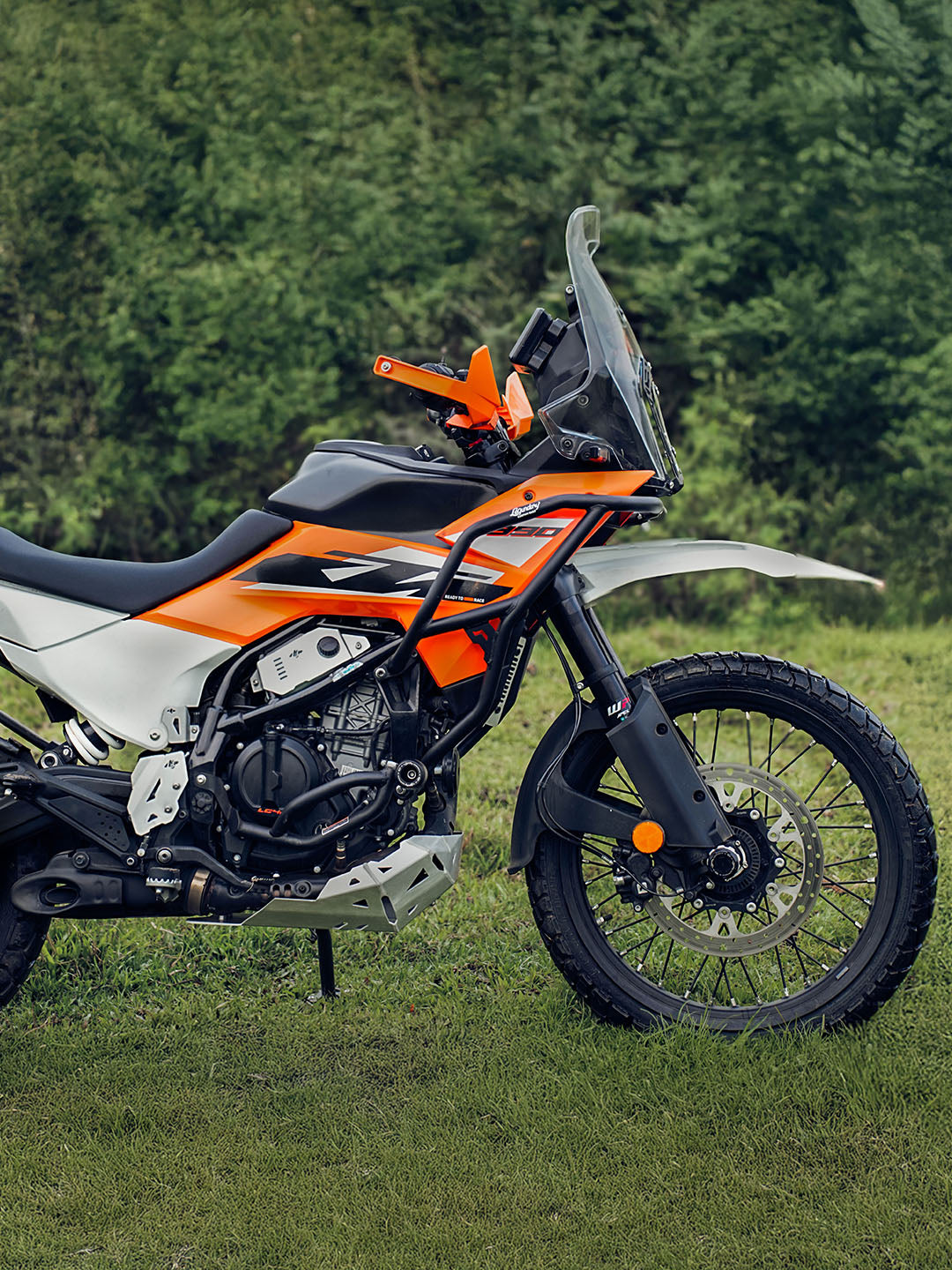 Legundary Custom KTM ADV 390 2025 Raptor crash guard black mild steel engine protection guard