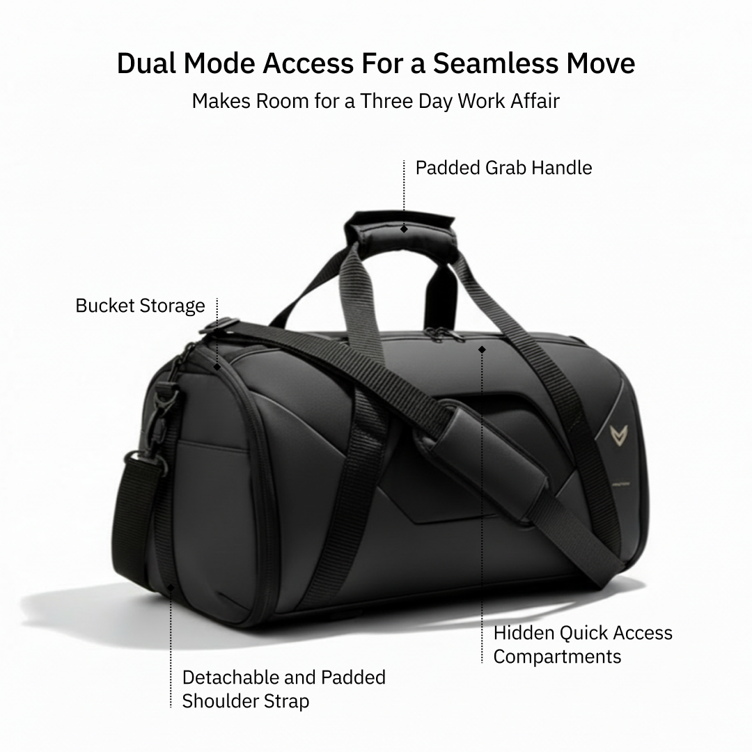 Vantora ALLURE 45L Water-Resistant Duffle Bag for Travel and Weekend Trips with Dedicated Suit Compartment