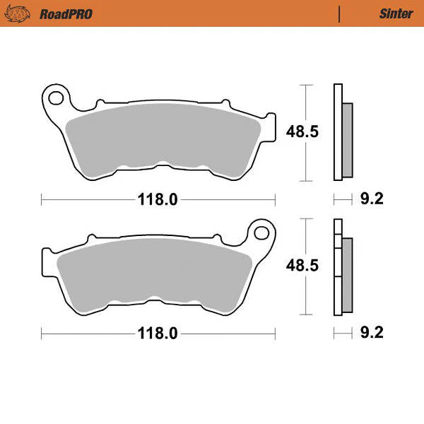 Moto-Master RoadPRO Sinter Brake Pads Harley Davidson Iron 883 2014 Onwards Front 414801 Rear 404402 TÜV Approved High Performance Cruiser Motorcycle Brake Pads