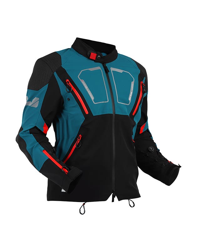 Royal Enfield Adventurer XT Waterproof Riding Jacket in Blue, Olive and Black