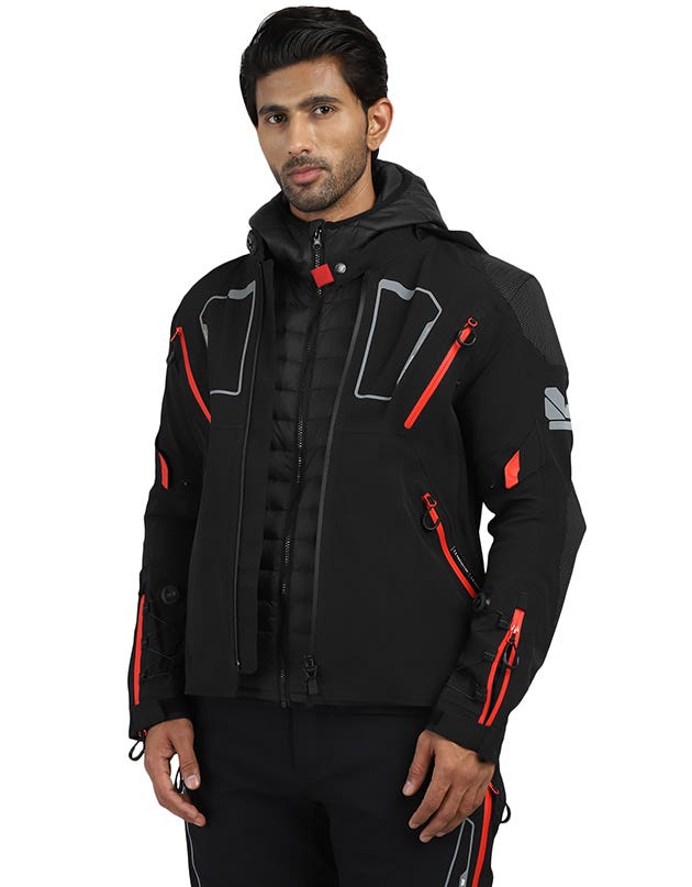 Royal Enfield Adventurer XT Waterproof Riding Jacket in Blue, Olive and Black