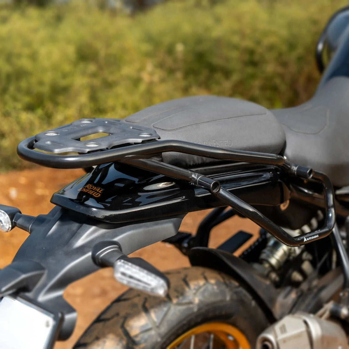 Auto Engina Saddle Stay installed on Royal Enfield Himalayan 450 for soft side luggage support