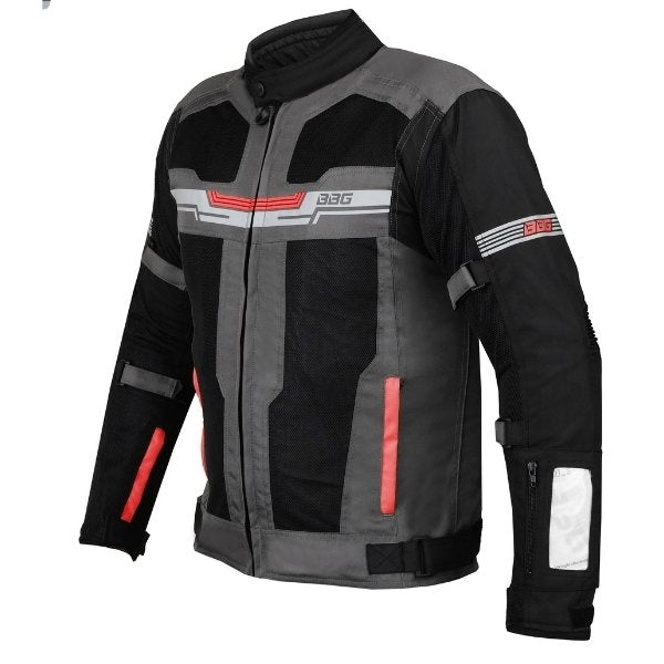 BBG Marshal motorcycle riding jacket with CE Level 2 armour in Black, Neon and Red