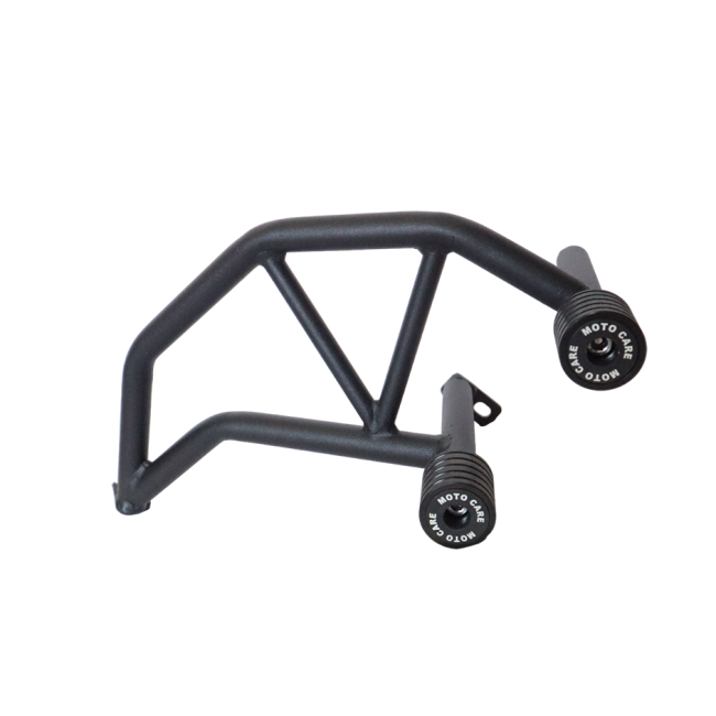 MotoCare 4 slider crash guard installed on TVS Apache RTR 160 side view
