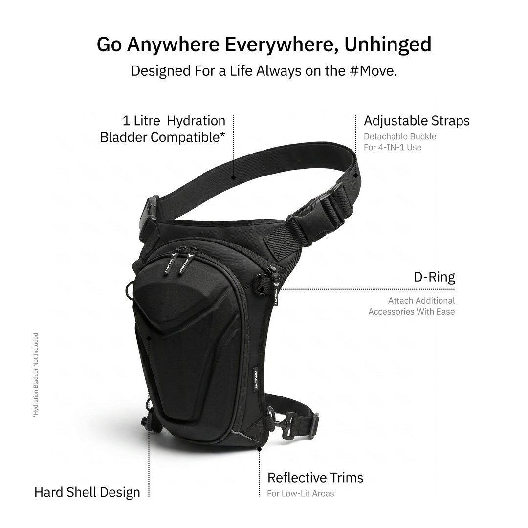 Vantora ARC Thigh Bag 5L | Hard-Shell Water-Resistant Motorcycle Leg Bag