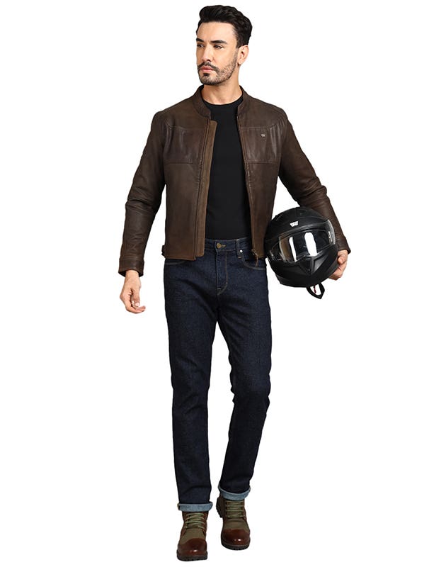 Royal Enfield Classic Leather Class AA Riding Jacket in Brown