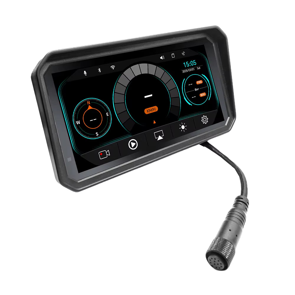 LBC Moto M3 Elite 6.25 inch motorcycle navigation system with Apple CarPlay Android Auto dual camera DVR TPMS GPS magnetic mount waterproof