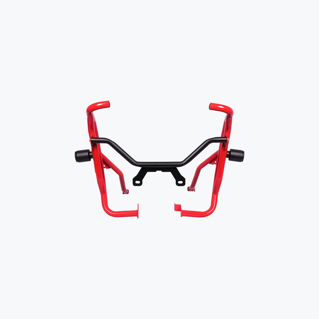 Legundary Custom Xplorer Crash Guard installed on Hero Xpulse 210 in black red and white color variants