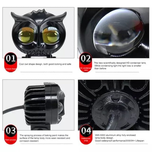 LIU HJG New Model Owl Fog Light For Bike/Car/Thar/Jeep ( Cool White, 40W each * 2 = 80W Total ) - Pack of 2