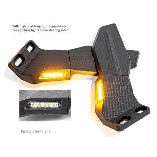 BSDDP Stealth Wing Mirror Pair with LED Turn Indicators Rotational Universal CNC Aluminium Motorcycle Mirrors