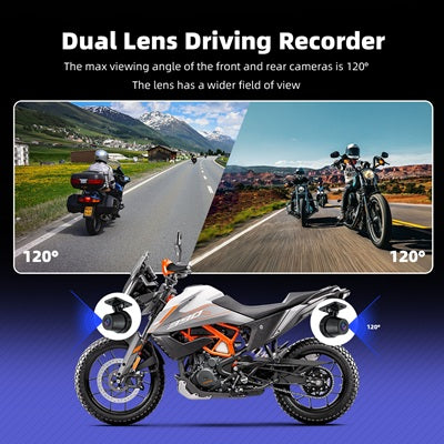 Sash Gears S8 Smart Riding Display with 6.25 inch touchscreen, wireless Apple CarPlay, Android Auto, dual 1080P cameras, GPS speed display and TPMS