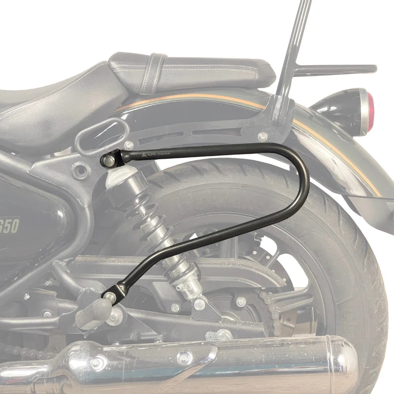 Auto Engina Saddle Stay for Royal Enfield Super Meteor 650 19mm Mild Steel 8kg Per Side Gloss Black Soft Luggage Support