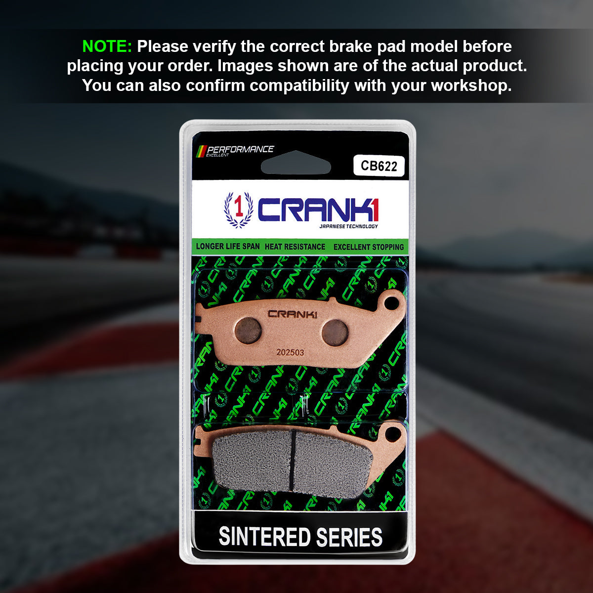 CRANK1 CB622 Sintered Front Brake Pads for Kawasaki Ninja 650 2017 Onwards Motorcycle Brake Pads