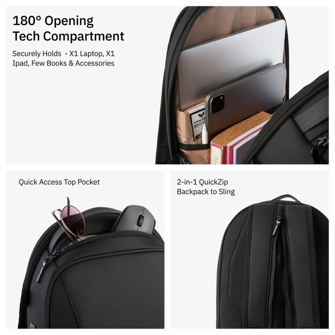 Vantora NEXUS Slingpack 12L | 2-in-1 Convertible Backpack & Sling for 14 Inch Laptop