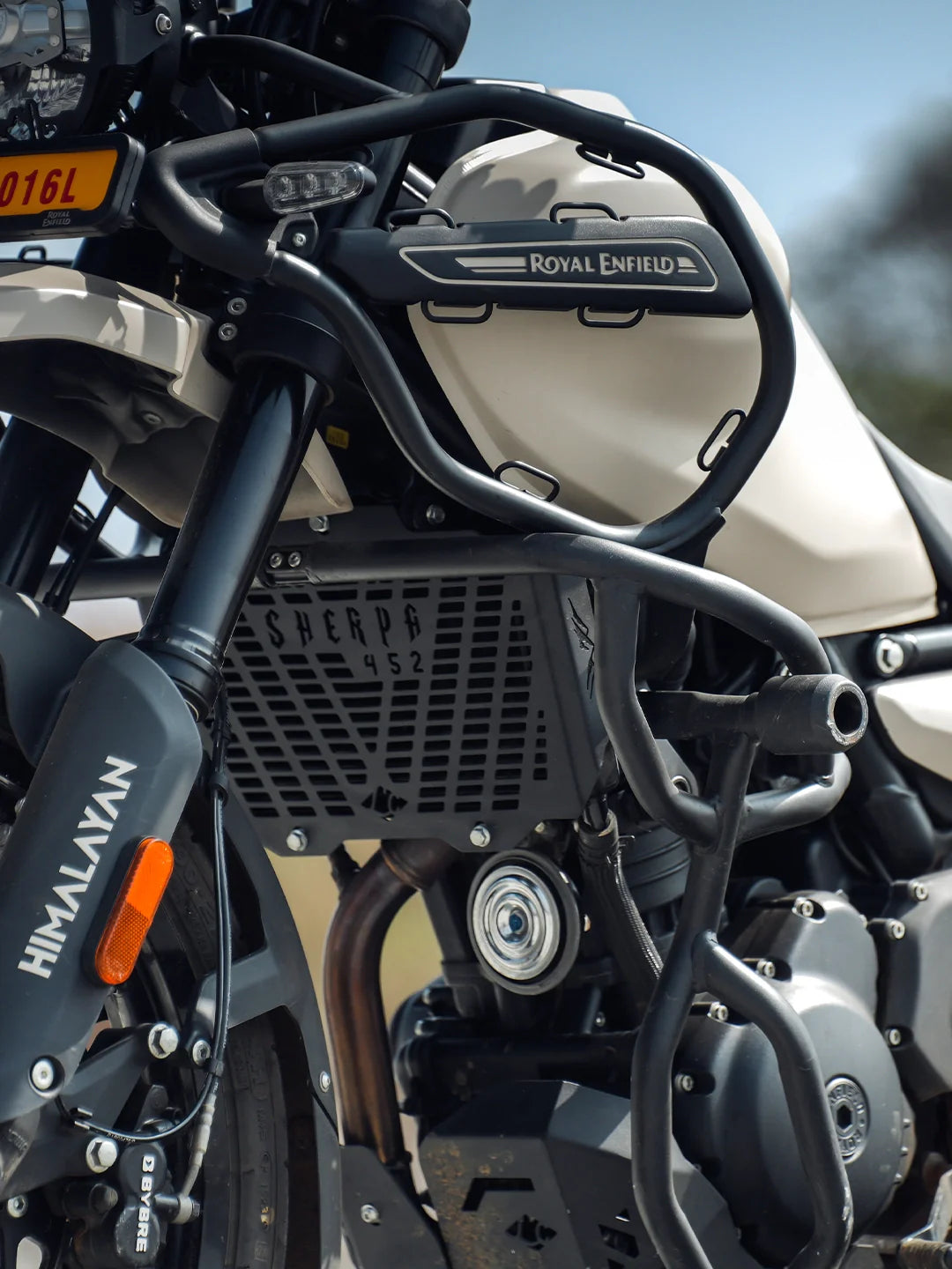 Legundary Custom Sherpa radiator grill for Royal Enfield Himalayan 450 black mild steel radiator guard
