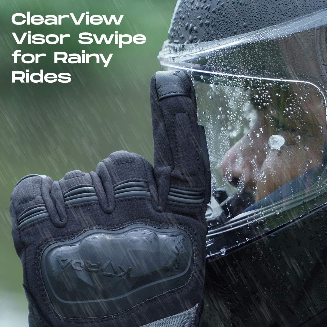 KORDA Splash black waterproof motorcycle riding gloves with extended gauntlet and knuckle protection