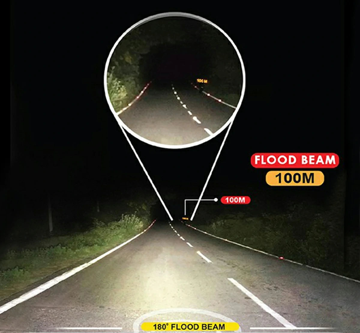 Maddog Scout Auxiliary LED Lights 3000 Lumens for Motorcycle with Flood Beam and IP67 Waterproof Design