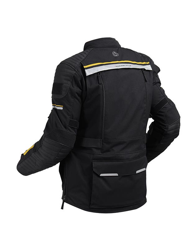Royal Enfield Nirvik V2 Print Class A Riding Jacket in Black and Black Gold