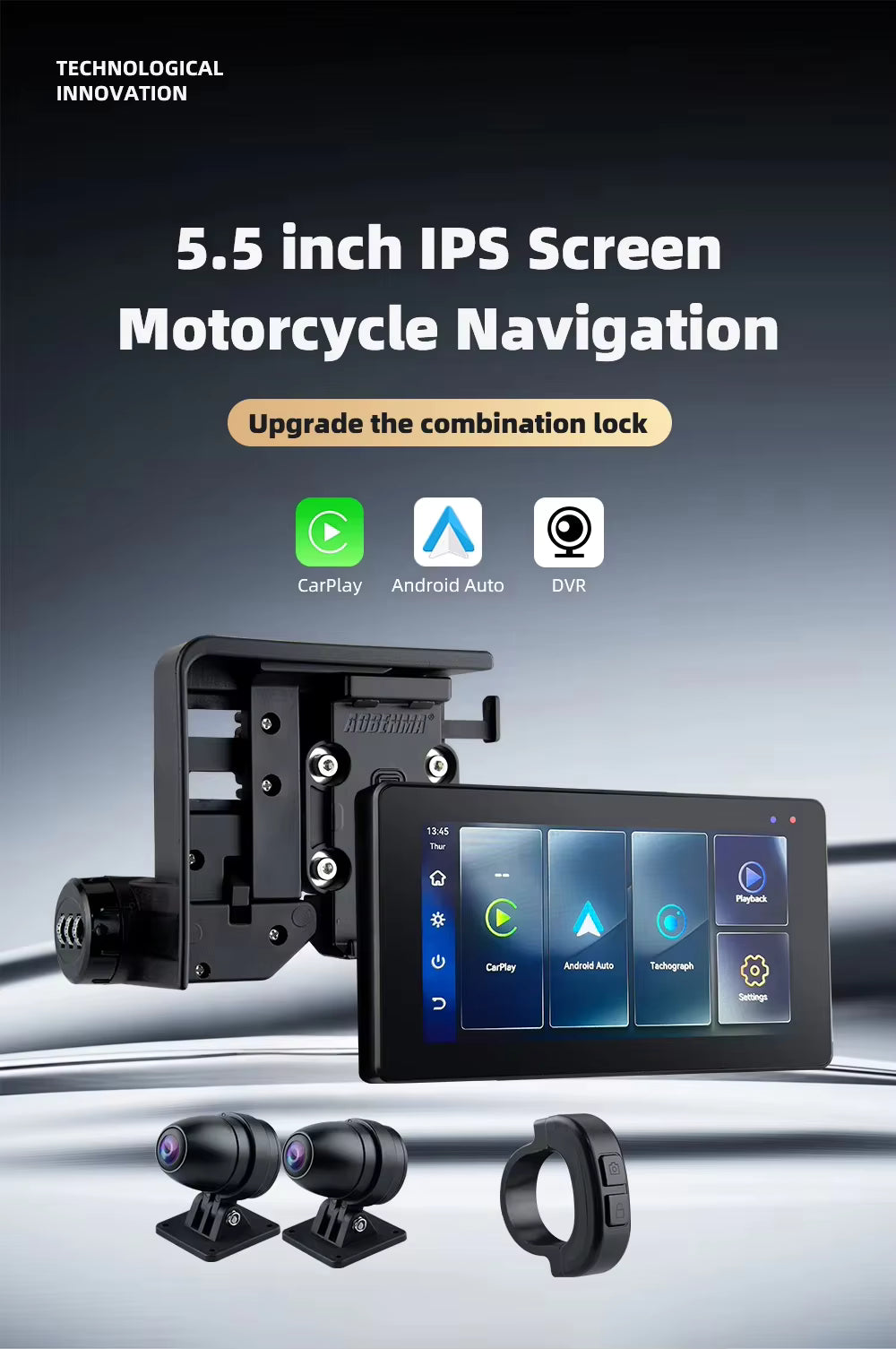 LBC Moto S5 PRO BMW GS motorcycle navigation system with Apple CarPlay Android Auto 5.5 inch 6.5 inch display camera bracket